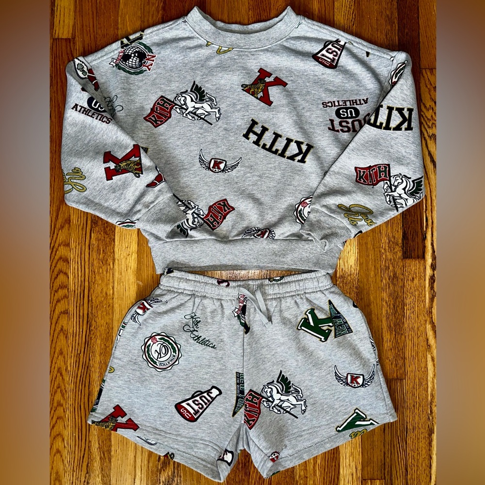 Kith Grey Graphic Sweatshirt and Shorts Set